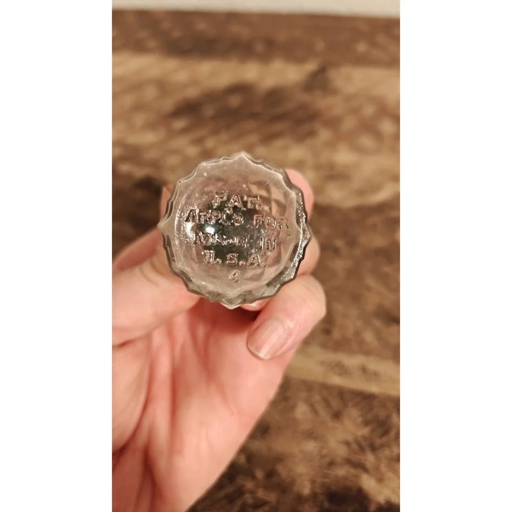 PAT APPL'D FOR Press Glass Salt & Pepper Shaker w/Sterling Silver Top Vintage